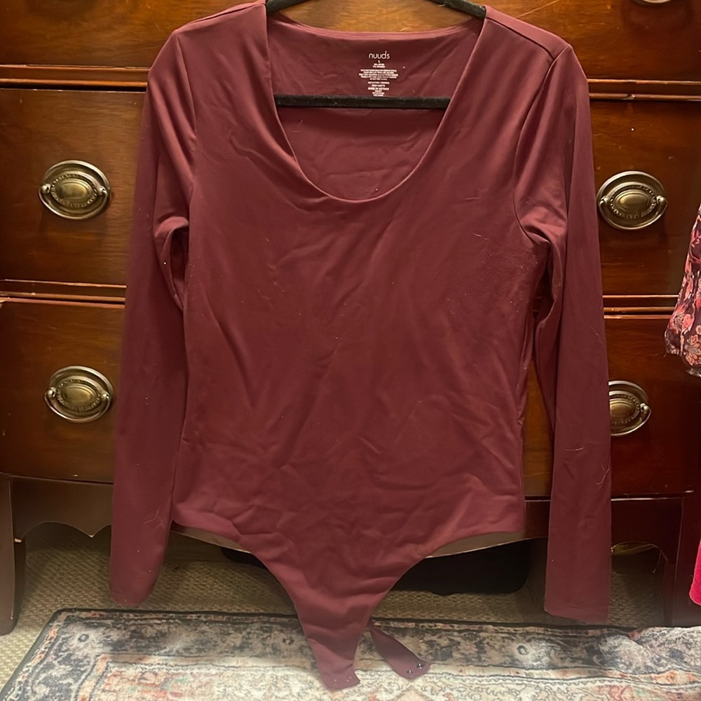 Nuuds Merlot Scoop Neck Bodysuit